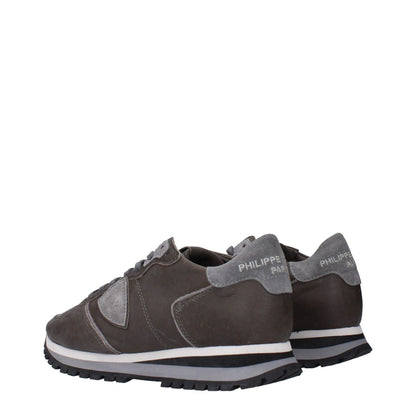Philippe Model Gray Leather Low Top Sneakers