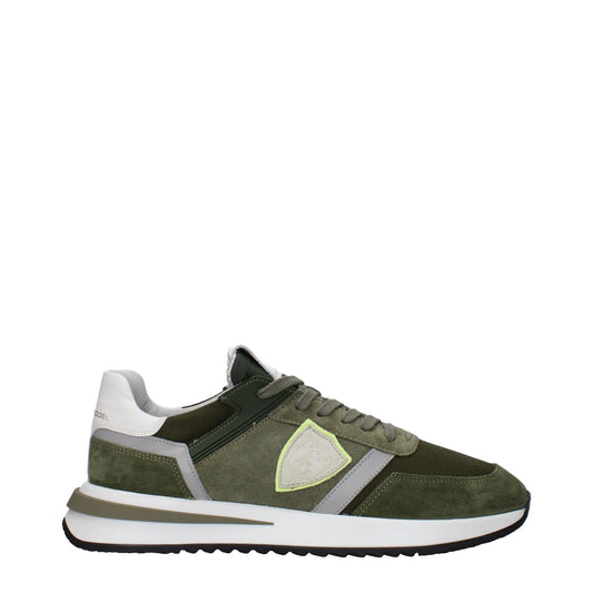 Philippe Model Green Leather Athletic Sneakers