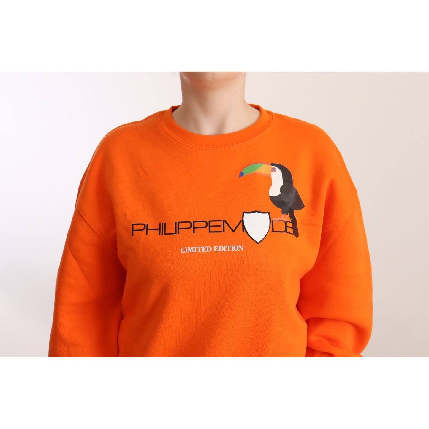 Philippe Model Orange Printed Long Sleeves Pullover Sweater 1728,67345645728,Clothing,IT46|XL,Material: 100% Cotton,New with tags,Orange,Philippe Model,Sweaters - Clothing,Sweatshirts - Sweaters - Clothing,Women