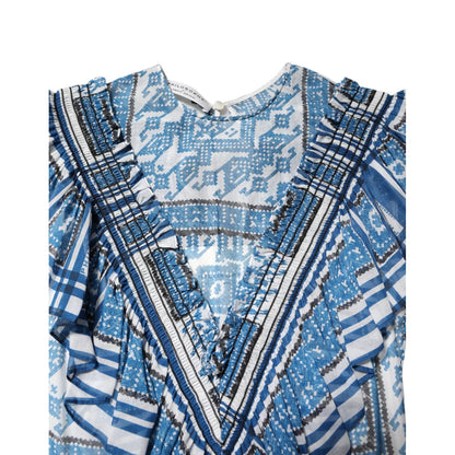 Philosophy di Lorenzo Serafini Blue Patterned Layered Short Sleeves Mini Dress Philosophy di Lorenzo Serafini