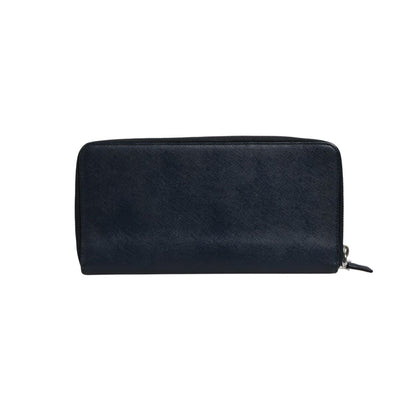Prada Navy Oliver Embossed Leather Zip-Around Wallet