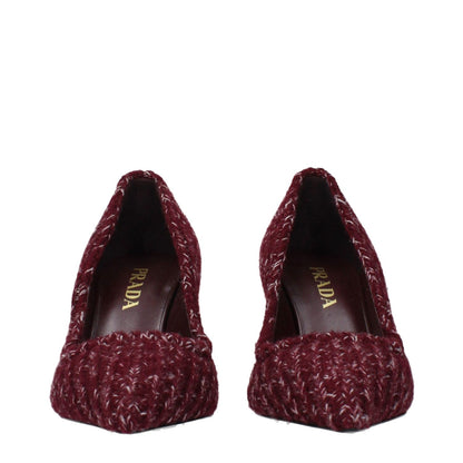 Prada Red Fabric Mid Heel Pumps