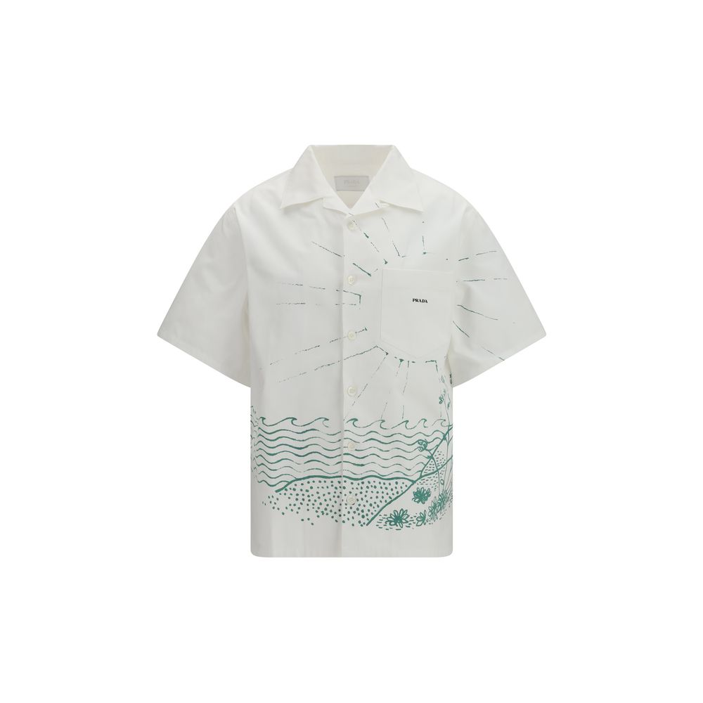 Prada White Cotton Pattern Shirt 1728,72470364320,Clothing,M,Men,New with tags,Pattern - Shirts - Clothing,Prada,Shirts - Clothing,White,XL