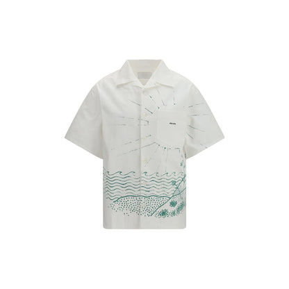 Prada White Cotton Pattern Shirt 1728,72470364320,Clothing,M,Men,New with tags,Pattern - Shirts - Clothing,Prada,Shirts - Clothing,White,XL