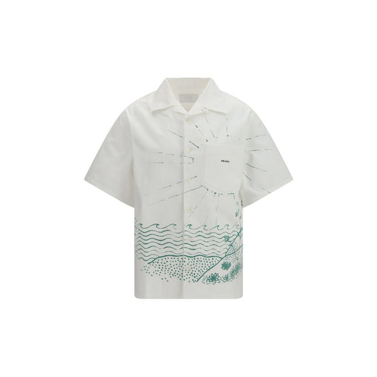 Prada White Cotton Pattern Shirt 1728,72470364320,Clothing,M,Men,New with tags,Pattern - Shirts - Clothing,Prada,Shirts - Clothing,White,XL
