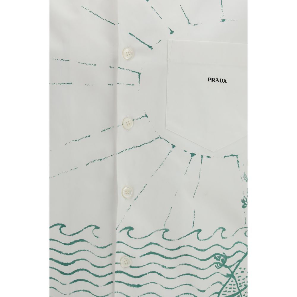 Prada White Cotton Pattern Shirt 1728,72470364320,Clothing,M,Men,New with tags,Pattern - Shirts - Clothing,Prada,Shirts - Clothing,White,XL