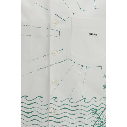 Prada White Cotton Pattern Shirt 1728,72470364320,Clothing,M,Men,New with tags,Pattern - Shirts - Clothing,Prada,Shirts - Clothing,White,XL