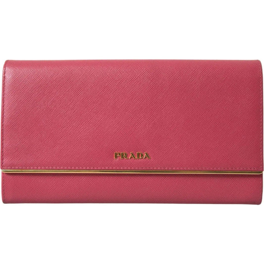 Prada | Elegant Pink Leather Bifold Wallet| McRichard Designer Brands   