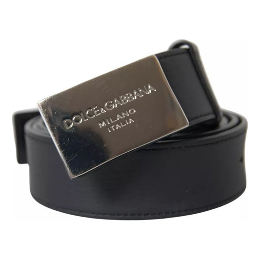 Dolce & GabbanaBlack Leather Silver Rectangle Buckle BeltMcRichard Designer Brands£199.00