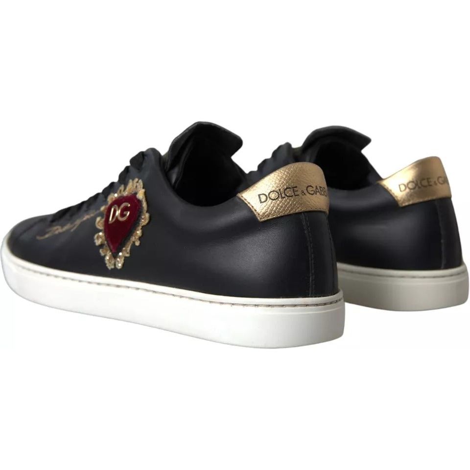 Black Portofino Sacred Heart Sneakers Shoes
