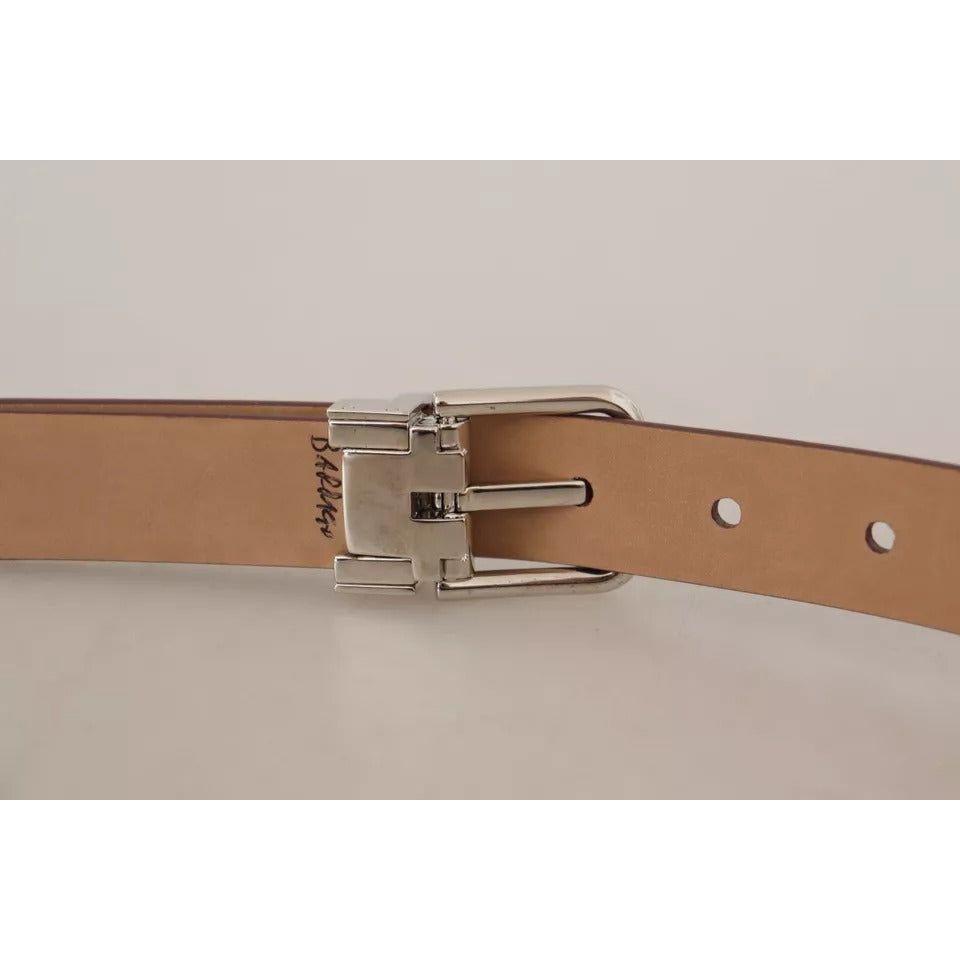 Dolce & Gabbana Brown Classic Leather Silver Logo Metal Buckle Belt brown-classic-leather-silver-logo-metal-buckle-belt