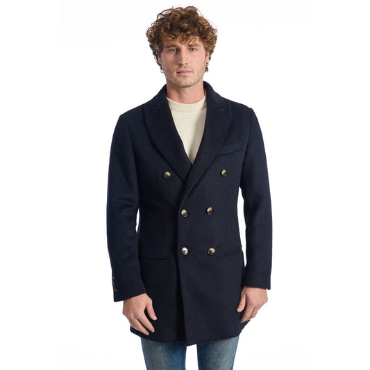 Roberto Pepe Luxury Blue Wool Men Jacket