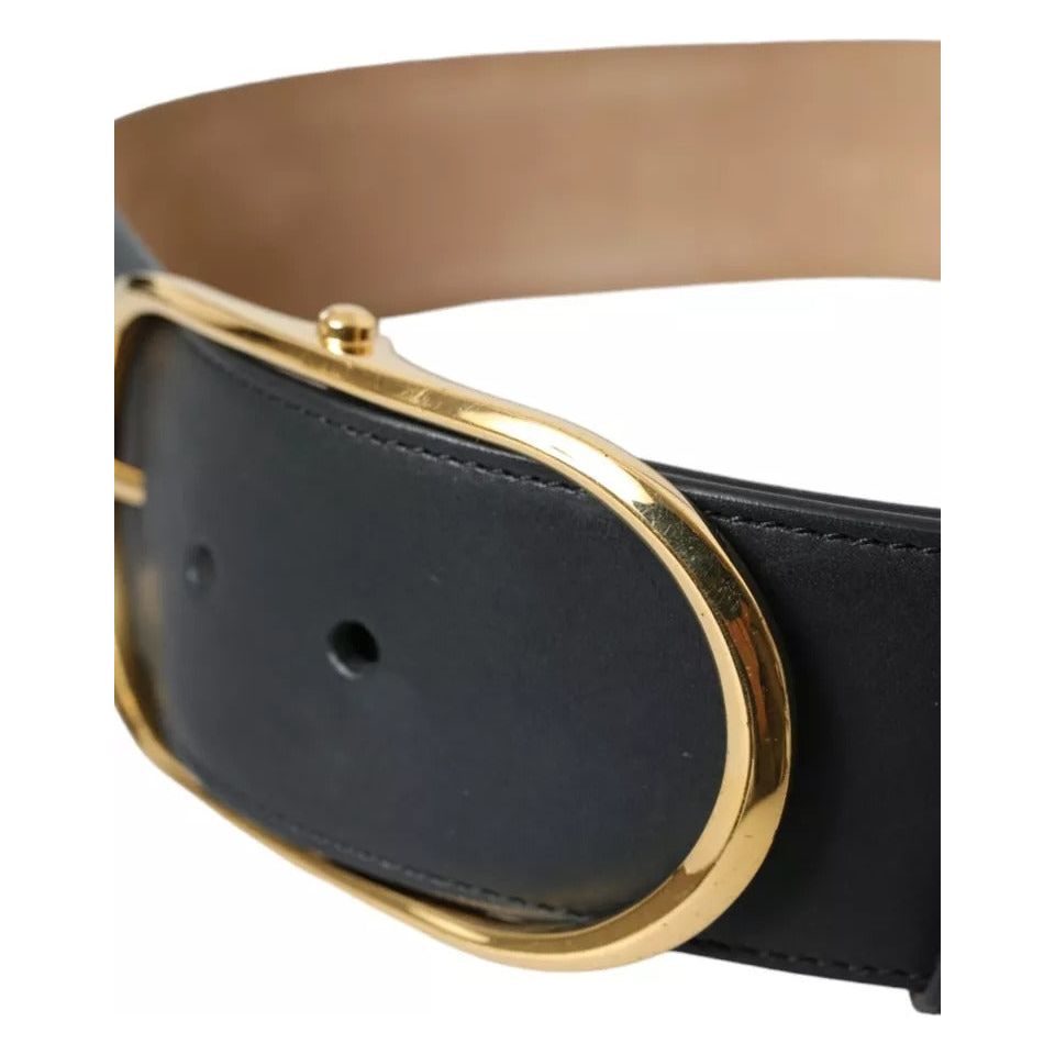 Dolce & Gabbana Black Leather Gold Oval Metal Buckle Belt black-leather-gold-oval-metal-buckle-belt-1