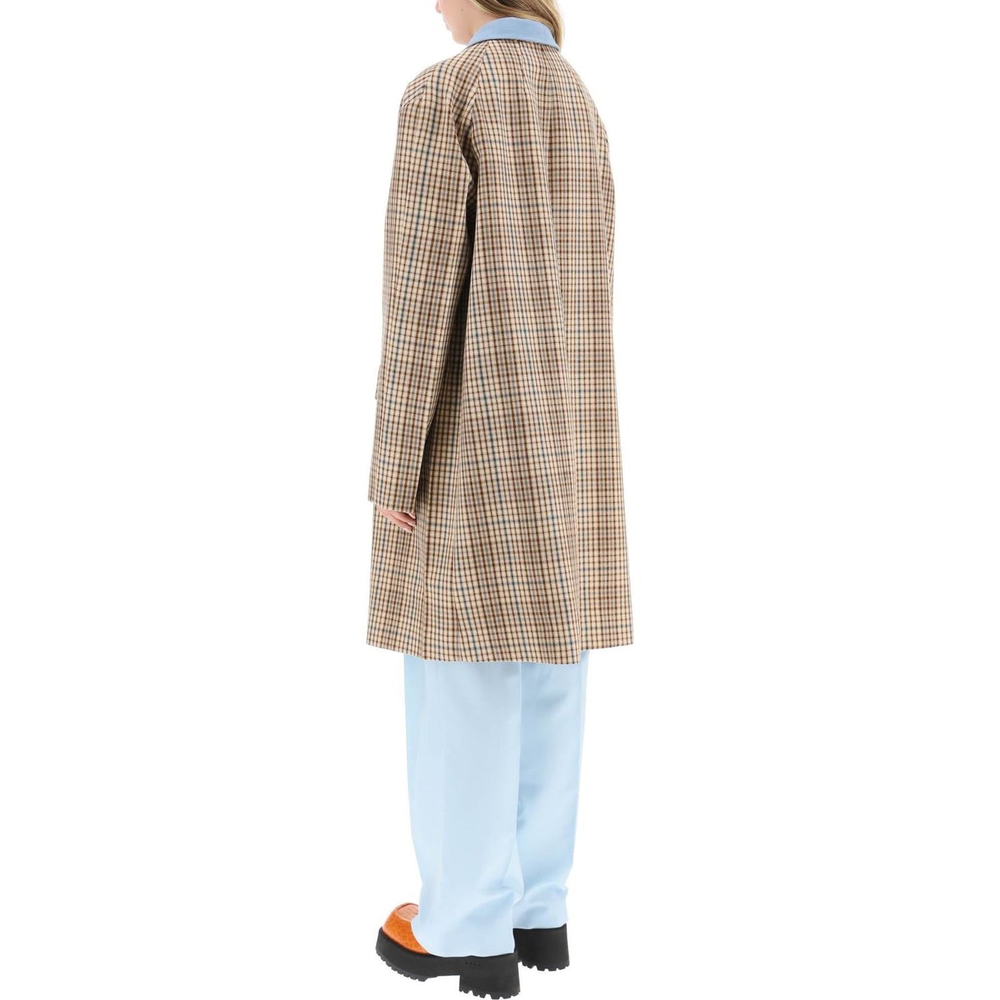 Marni suede collar checked coat Jackets Marni