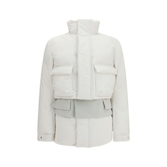 Sacai White Polyester Full-Length Jacket