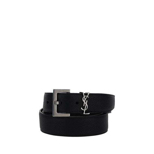 Saint Laurent Black Calf Leather Bos Taurus Regular Belt Saint Laurent