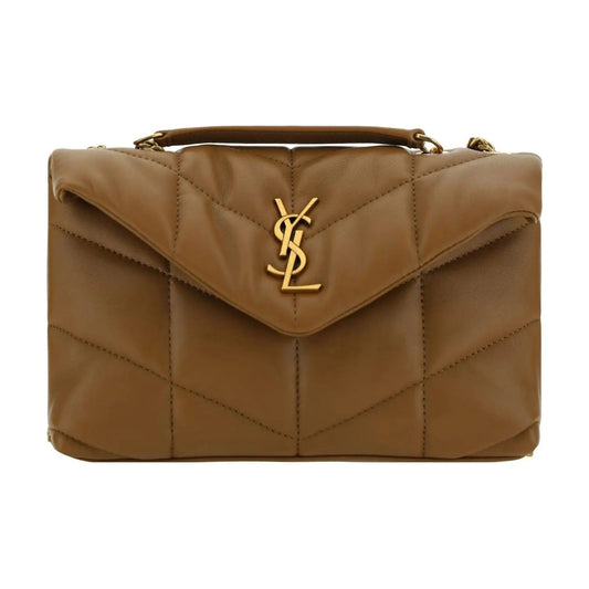 Saint Laurent | Brown Lamb Leather Puffer Toy Shoulder Bag| McRichard Designer Brands   