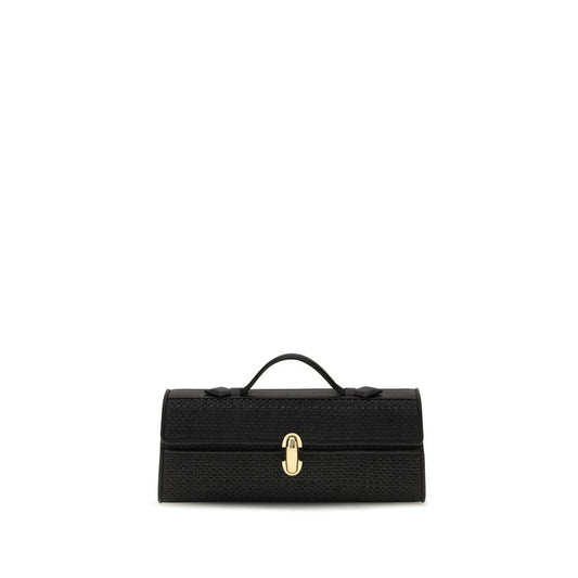 Savette Black Raffia The Slim Symmetry Pochette