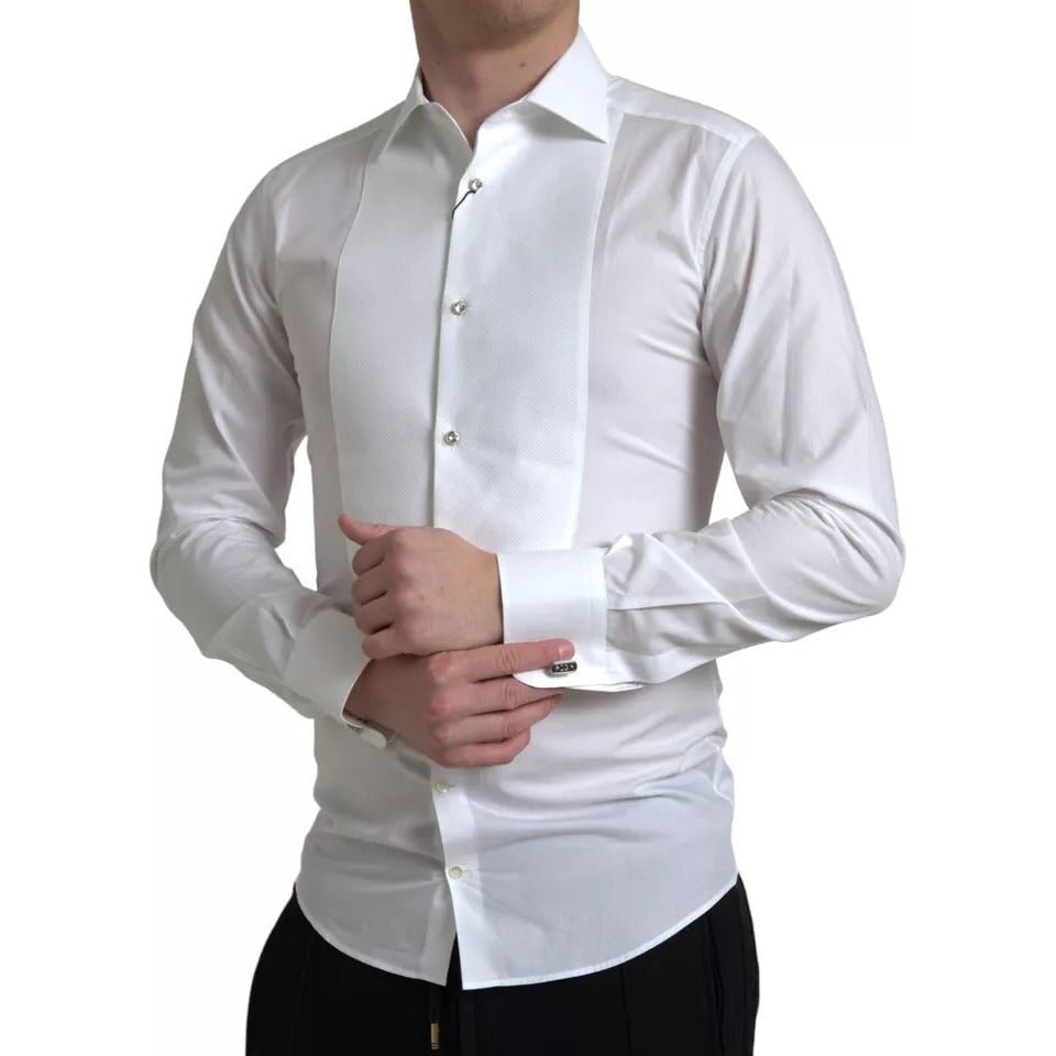 White Bib Cotton Poplin Men Formal GOLD Shirt