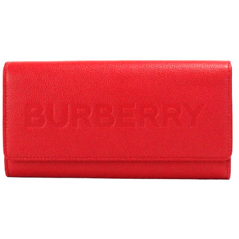Porter Red Grained Leather Embossed Continental Clutch Flap Wallet