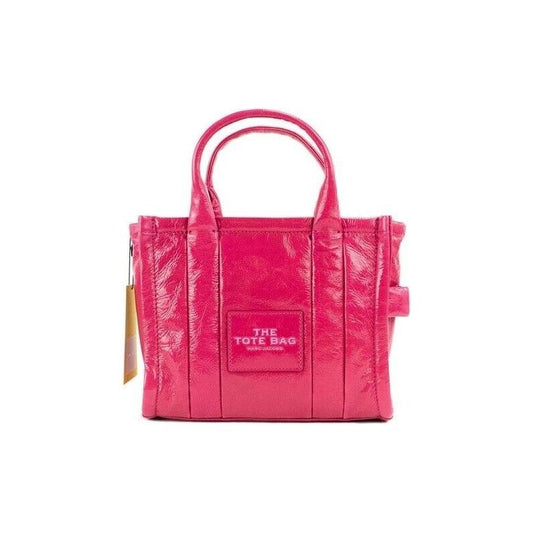 The Shiny Crinkle Mini Tote Magenta Leather Crossbody Handbag Purse Marc Jacobs