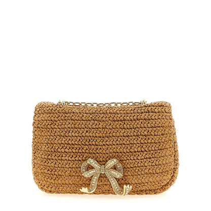 Self-Portrait Beige Raffia Shoulder Bag