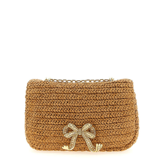 Self-Portrait Beige Raffia Shoulder Bag
