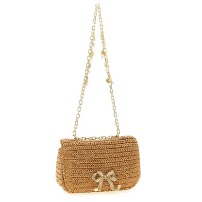 Self-Portrait Beige Raffia Shoulder Bag
