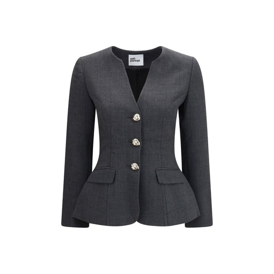 Self-Portrait Gray Polyester Blazer