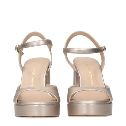 Stuart Weitzman Beige Leather Platform Sandals