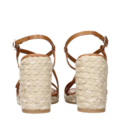 Stuart Weitzman Brown Leather Wedge Sandals