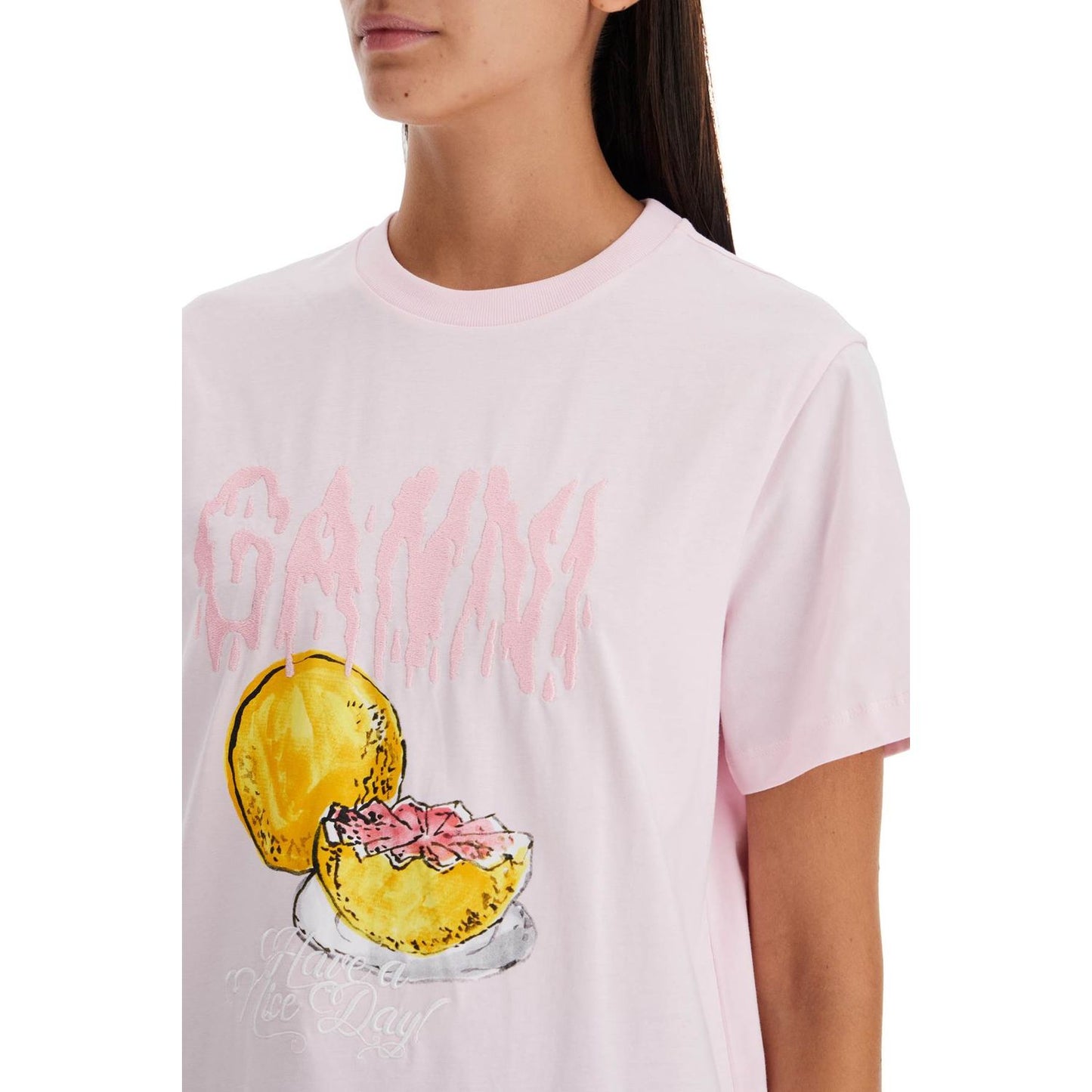 Ganni printed relaxed fit t-shirt Topwear Ganni