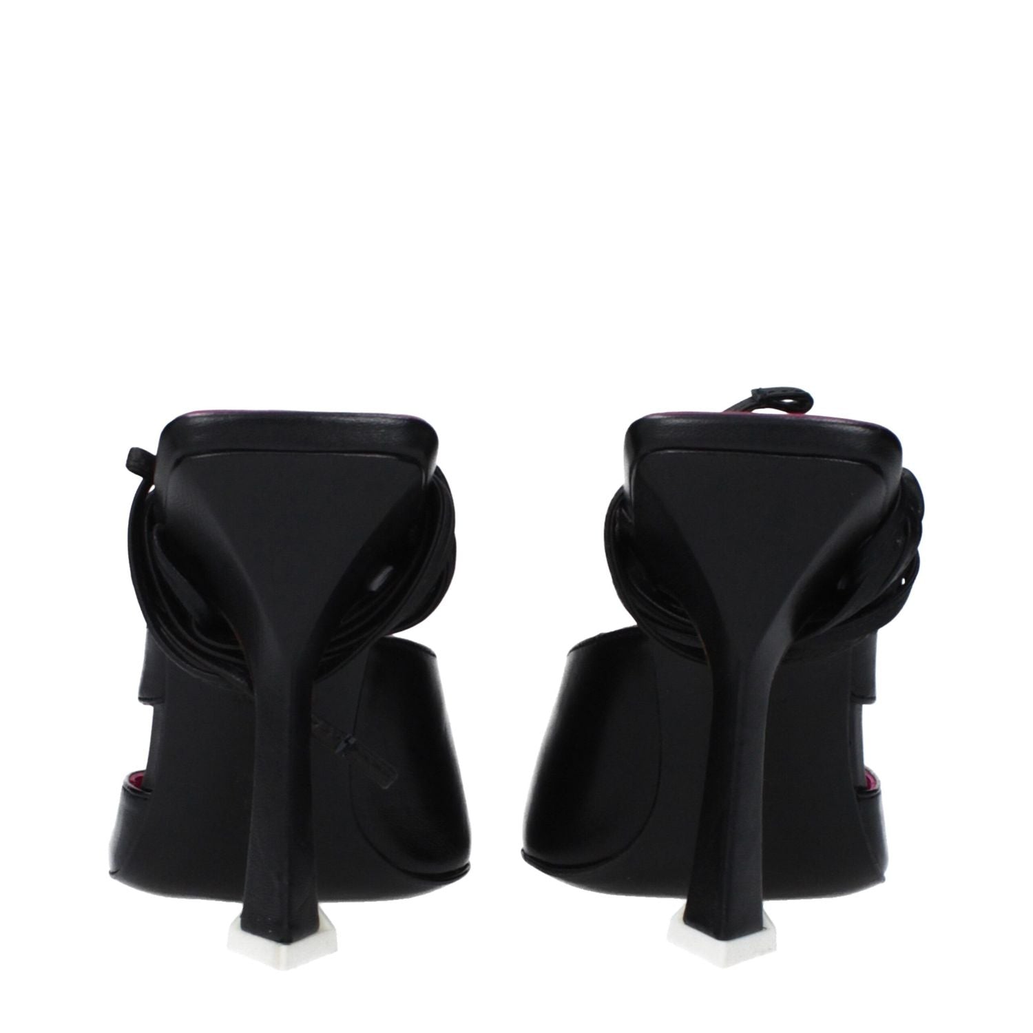 The Attico Black Leather Stiletto Heel Sandals