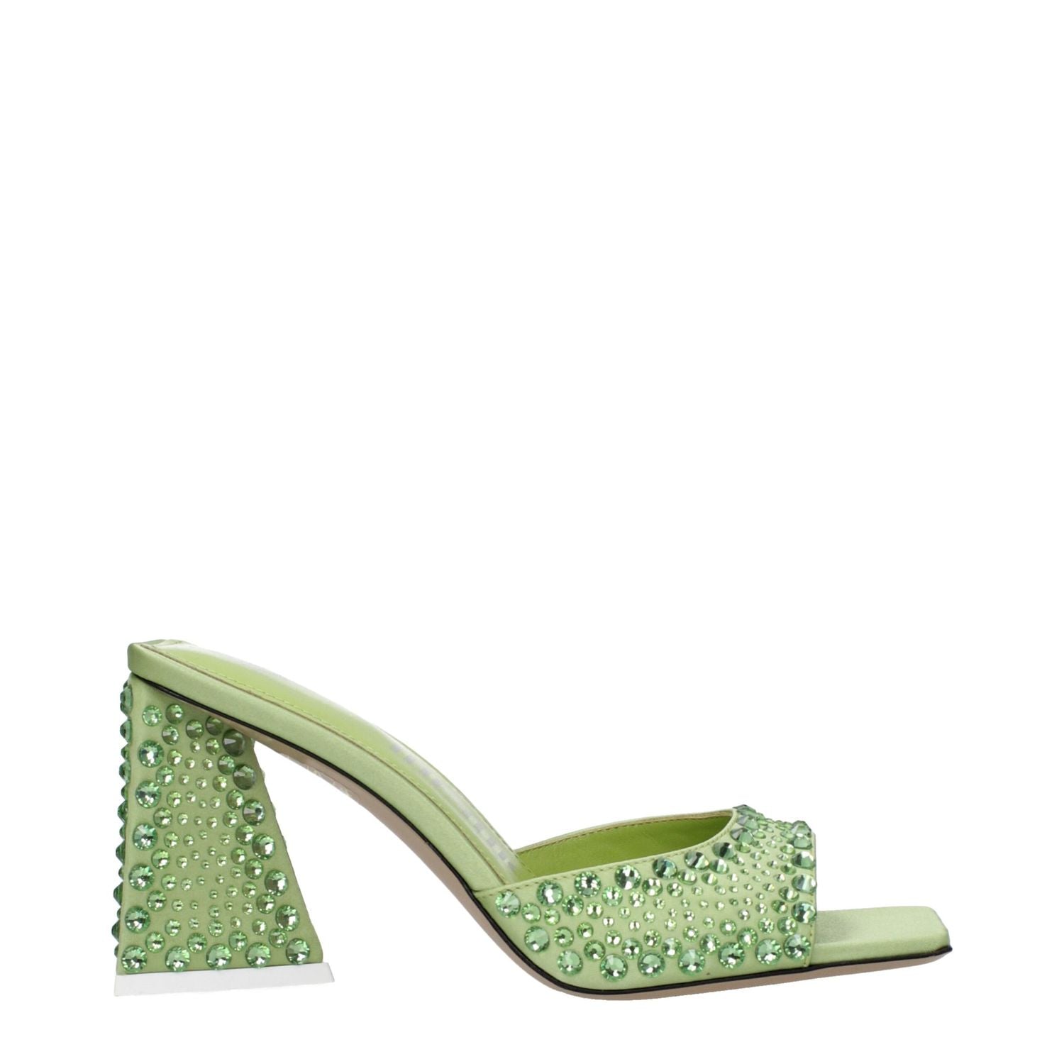 The Attico Green Satin Stiletto Heel Sandals