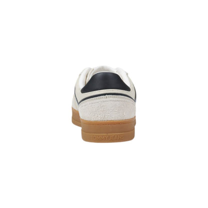 Tommy Hilfiger Jeans Cream Leather Low Top Sneakers