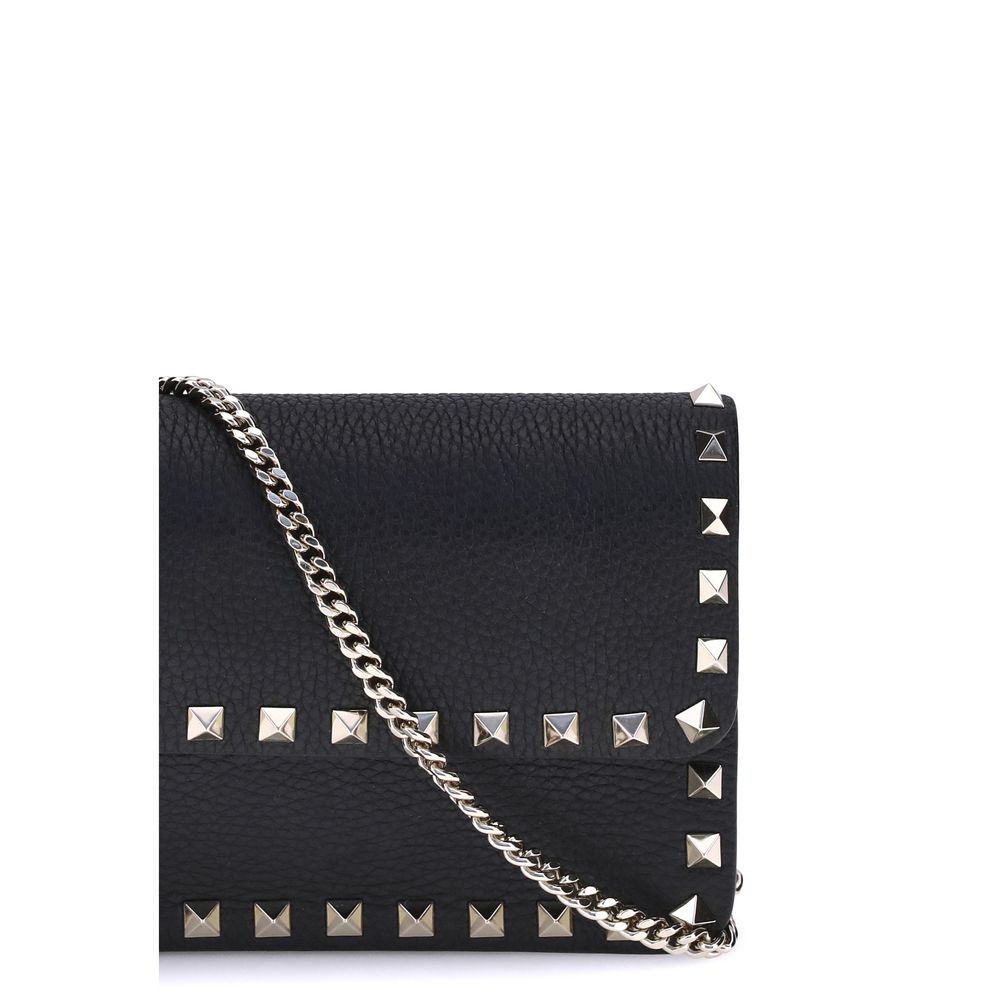 Valentino Garavani Black Calf Leather Bos Taurus Clutch Bag Valentino Garavani