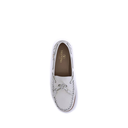 Valentino Garavani White Calf Leather Bos Taurus Slip-On Loafers Valentino Garavani