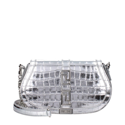 Versace Gray Leather Shoulder Bag 1728,75667636384,Bags,Gray,New with tags,Shoulder Bags - Bags,Versace,Women