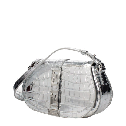 Versace Gray Leather Shoulder Bag 1728,75667636384,Bags,Gray,New with tags,Shoulder Bags - Bags,Versace,Women
