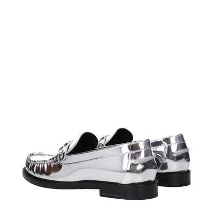 Versace Gray Leather Slip-On Loafers