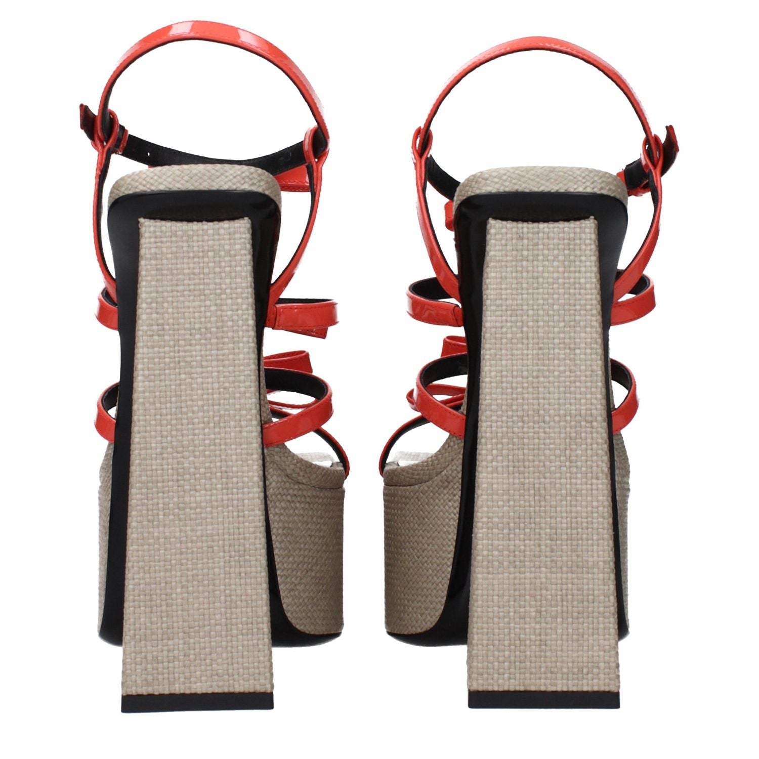 Versace Orange Leather Platform Sandals