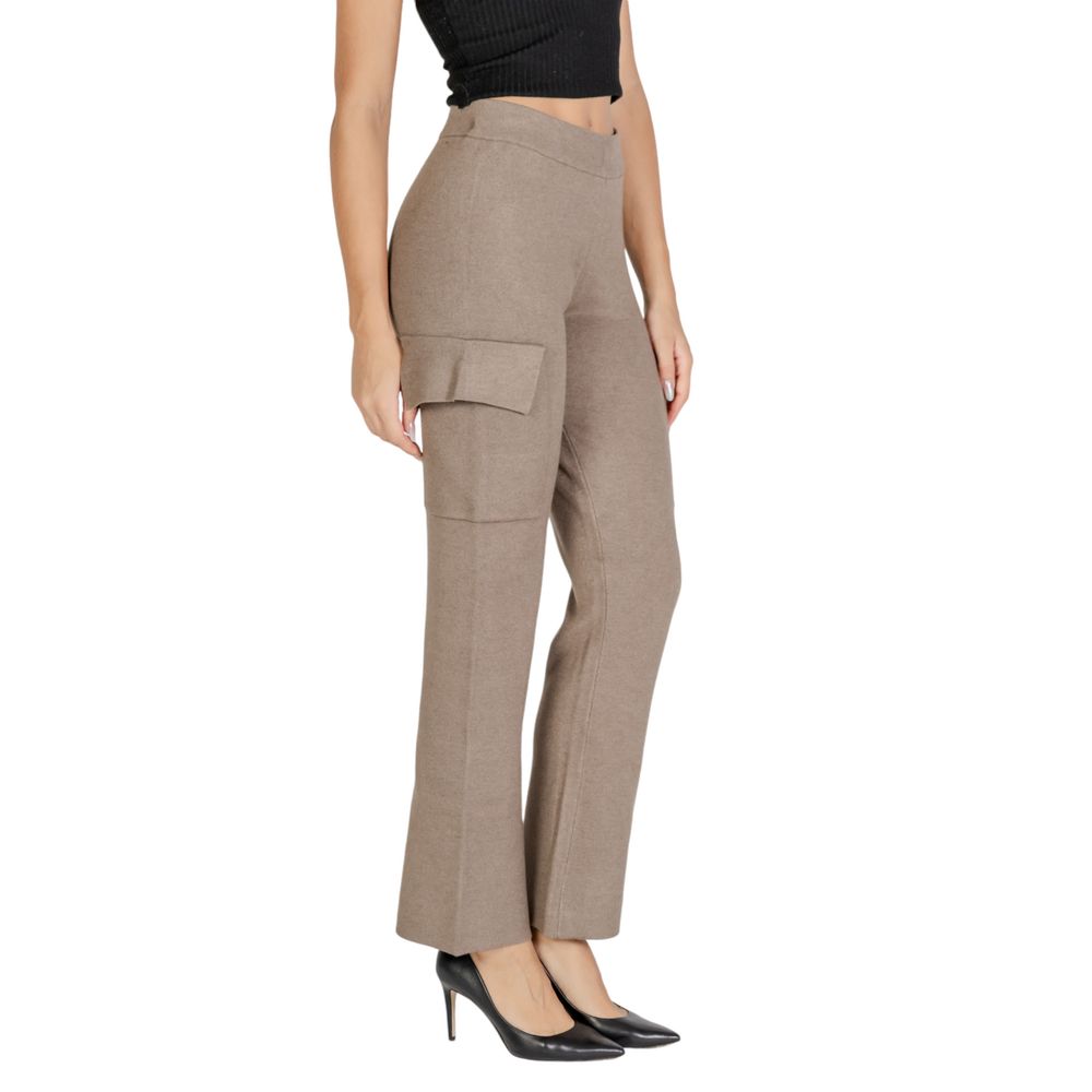Vila Clothes Beige Viscose Cargo Pants Vila Clothes