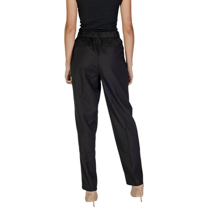 Vila Clothes Black Polyester Casual Pants Vila Clothes
