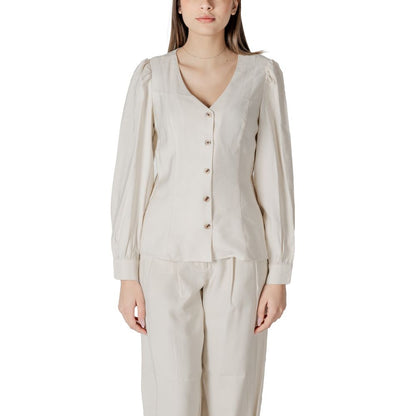 Vila Clothes Cream Viscose Top