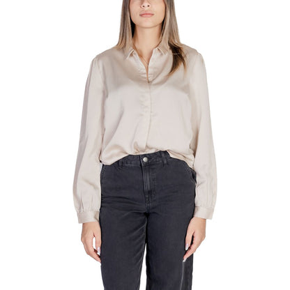Vila Clothes Gold Polyester Blouse Vila Clothes