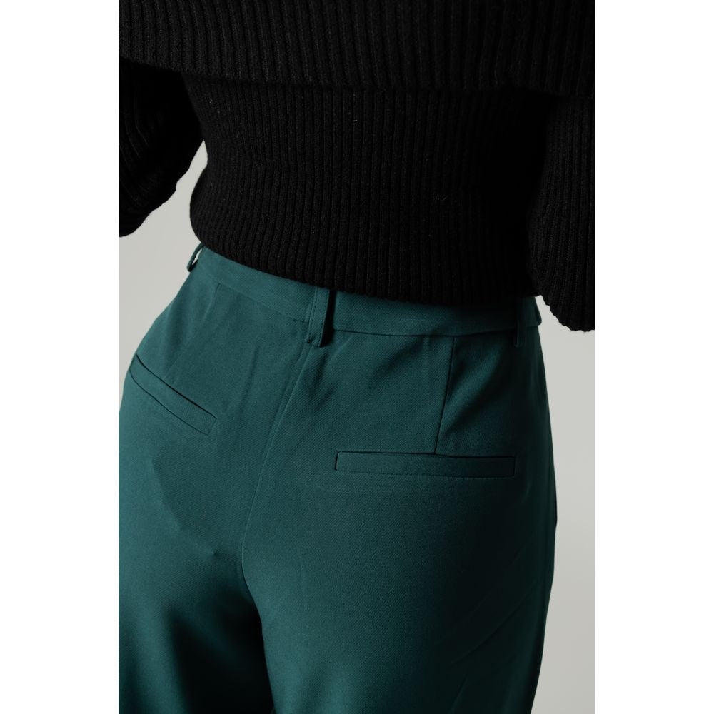 Vila Clothes Green Recycled Polyester Flared Pants
