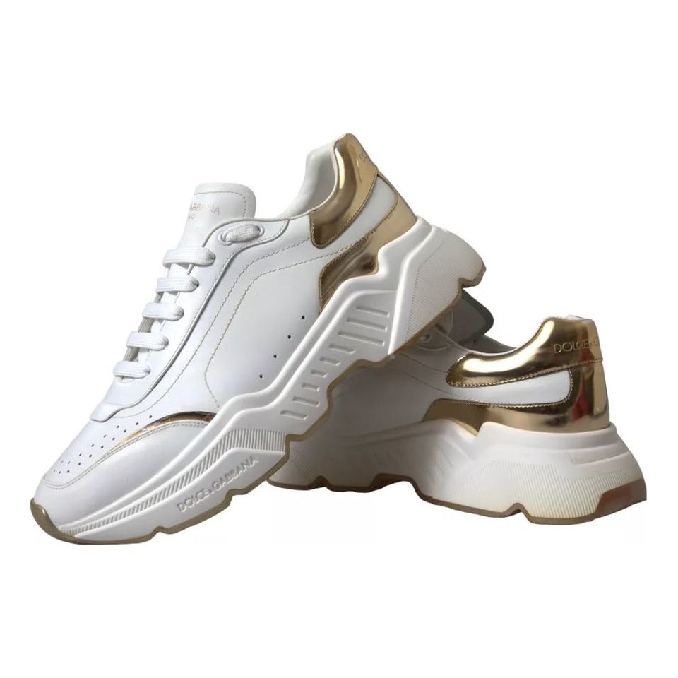 White Gold Leather Men Sneakers DAYMASTER Shoes