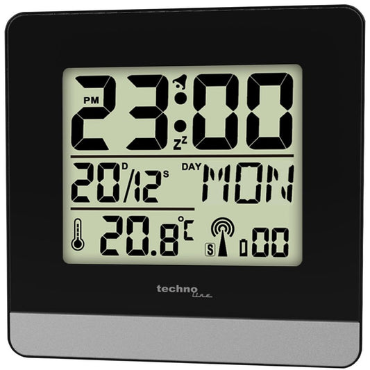 TECHNO LINE Mod. WT260 - Sveglia radiocontrollata con temp. data (7 lingue). luce e snooze - Radio controlled alarm clock with temp. date (7 languages). light and snooze-0
