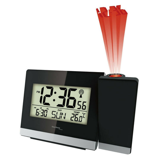 TECHNO LINE Mod. WT536 - Sveglia radiocontrollata con proiezione a soffitto dell orario - Radio controlled alarm clock with time projection + alim 220 volts-220 volts power supply-0