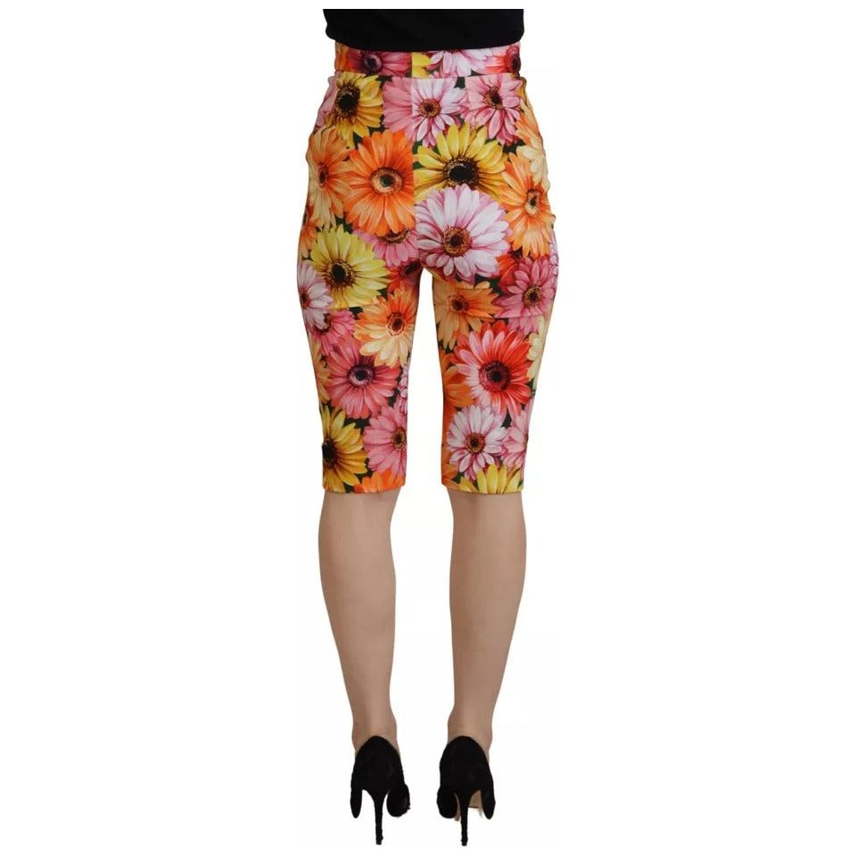 Multicolor Floral High Waist Cropped Pants